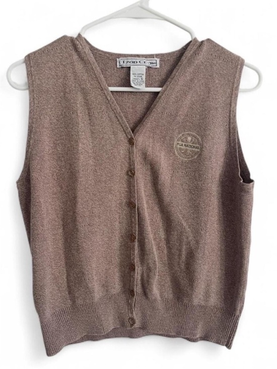 Izod Jackets & Blazers - VTG Izod Club 100% cotton tan knit vest Size S.